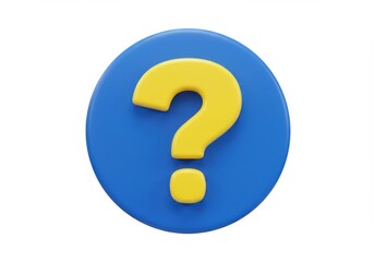 Fototapete - A vivid question mark icon rendered with a blue background and yellow symbol