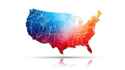 Poster - Detailed representation of the united states featuring cost-of-living analyzer icon concept