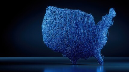 Poster - Detailed blue wire map of the united states illustrating infrastructure roi visualizer concept for analysis
