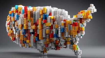 Poster - Comprehensive map of the united states with automated multi-tier tax bracket modeler icon for financial planning