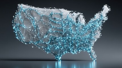 Poster - United states map featuring a network of connected lines for blockchain-driven infrastructure audit tool concept
