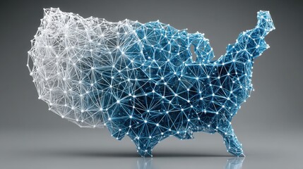 Poster - United states map serving as a foundation for a blockchain-driven infrastructure audit tool icon concept