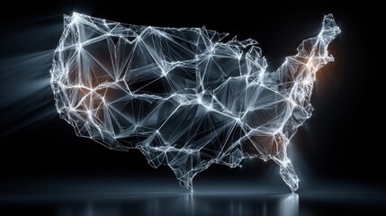Poster - United states map serving as a foundation for blockchain-enabled regional budget execution log icon concept