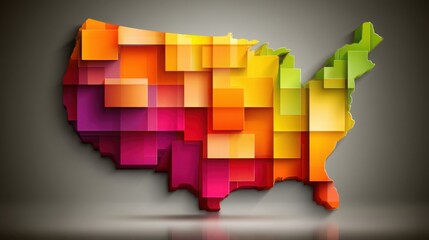 Poster - Vibrant and colorful map of the united states illustrating blockchain-integrated post-tax wealth flow model dynamics