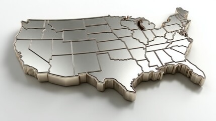 Poster - Detailed map of the united states highlighting observed sector volatility representing economic trends and fluctuations
