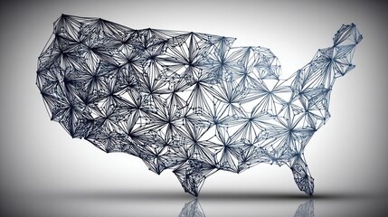Poster - Geometric map of the united states constructed with triangles representing decentralized investment and economic strategies