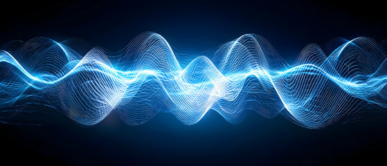 Poster - abstract glowing blue wave pattern design