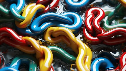 Poster - Vibrant tubes of red, blue, yellow, and green paint intertwined in an eye-catching abstract design.