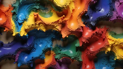 Poster - Vibrant swirling colors of red, blue, green, orange, and yellow create a textured, layered surface.