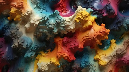 Poster - Abstract swirls of vibrant paints blend in a textured dance, evoking depth and visual richness.