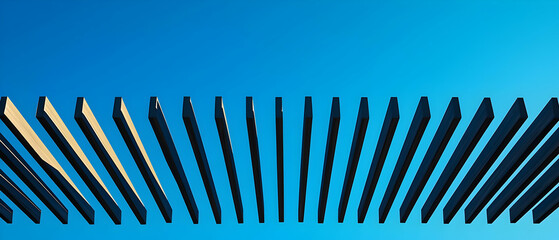 Poster - abstract geometric pattern with black and light yellow lines against blue background