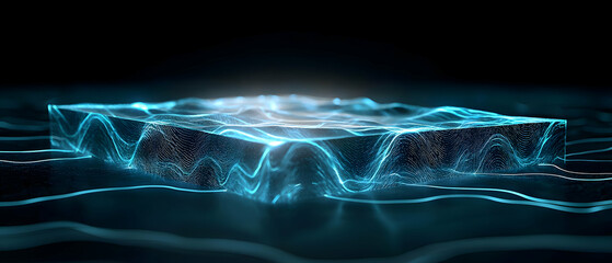Poster - abstract glowing blue geometric shape