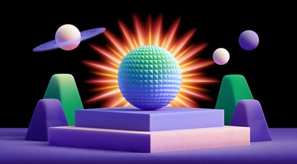 Poster - abstract geometric shape commercial poster creative 3d rendering illustration background