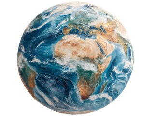 a detailed 3d model of planet earth showcases continents oceans and atmospheric cloud formations in 