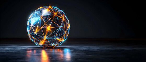 Poster - glowing abstract sphere on dark background