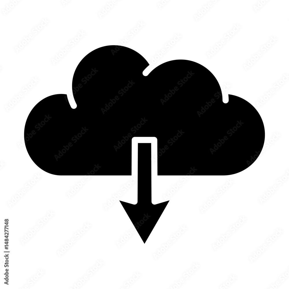 cloud download outline vector isolated, white background, eps 10.