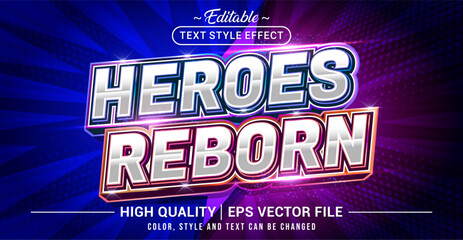 Fototapete - Editable text style effect - Heroes Reborn text style theme. Vector text style illustration template.
