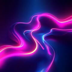 Poster - Glowing Neon Abstract Curves Bright Magenta and Blue on Dark Background