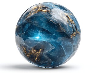 Wall Mural - a mesmerizing 3d rende depicts a vibrant blue sphere with golden veins resembling a precious gemston