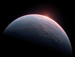 Wall Mural - a breathtaking sunrise illuminates a portion of earth from space showcasing its detailed textures an