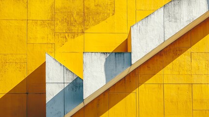 Poster - Abstract Staircase Ascending Vibrant Yellow Background