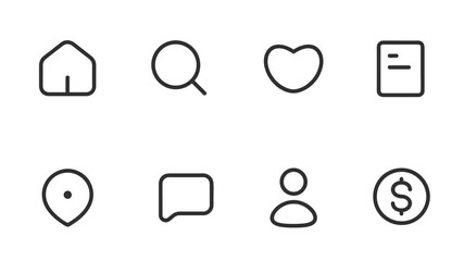 Poster - Tab bar icons outline animated, toolbar icon set animation.