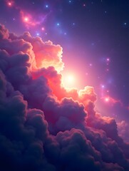 Wall Mural - colorful cosmic nebula shrouded in space dust, celestial wonders cosmic starry sky concept illustrat