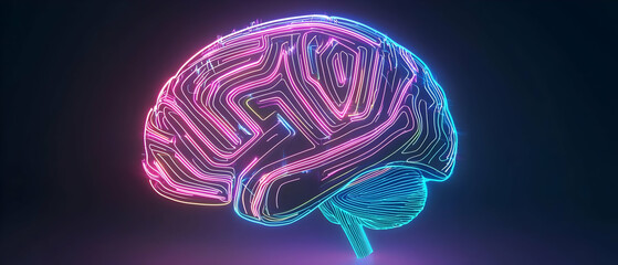 Poster - glowing digital brain art