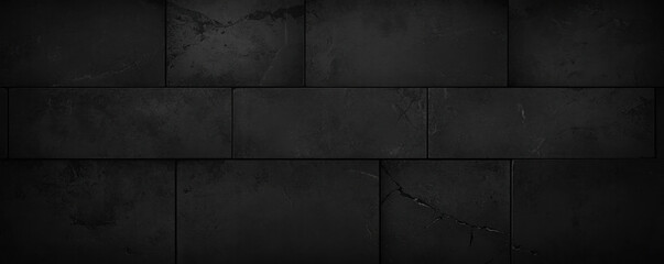 Poster - A black brick wall with a grayish tint. The wall is made up of many small bricks