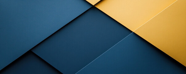 Poster - A blue and yellow background with a pattern of squares. The blue and yellow colors create a sense of contrast and harmony. The squares are arranged in a way that creates a sense of depth and texture