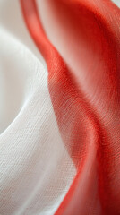 Poster - A piece of cloth with a red stripe on the right side. The stripe is red and white in color