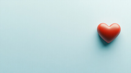 Poster - A red heart is on a blue background. The heart is surrounded by a white border. Concept of love and warmth