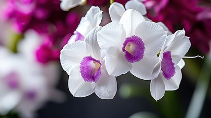 Poster - Delicate orchid blooms botanical garden close-up photography colorful background natural setting floral beauty
