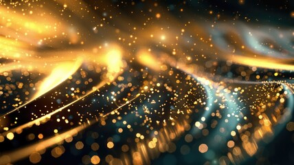 Poster - Abstract of black and gold color water wavering in luxury style design. Modern art present about the seamless dynamic pattern and elegant flowing perfect for creative background and wallpaper. AIG53.