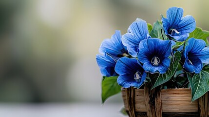 Poster - Blooming blue flowers indoor setup nature photography soft focus elegant arrangement for decor