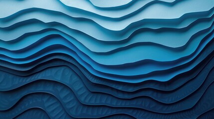 Poster - Layer blue paper cut texture. Abstract wavy pattern design. Background image of gradient blue color with wavy pattern. Background image of gradient paper cut with wavy texture. Ocean concept. AIG51.