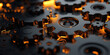 © Gabriela - Illustration of 3D black gears with a light at the bottom