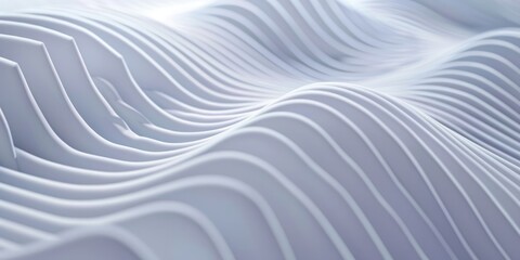 Poster - Abstract white flowing waves resembling fabric. Background image of 3D rendering art with wavy texture or monochrome wall with ocean wave. Digital artwork for minimalist and modern design. AIG51.