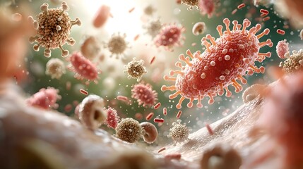 Poster - Minimalist and Modern Depicting the Life Cycle of Salmonella Bacteria from Ingestion to Infection and Transmission  Showcasing the Pathogenic Process of this Microorganism Causing Foodborne Illnesses