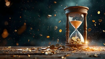 Poster - Hourglass with Increasing Percentage Symbols Trickling Down Visualizing the Time Sensitive Impact of Interest Rate Hikes on the Economy and Financial Landscape