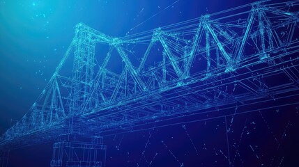 Poster - Bridge deck reinforcement blueprint with span dimensions, tension zones, and beam placement