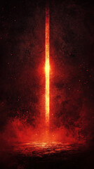 Poster - A red and black image of a fiery, glowing line. The image has a dark, ominous mood and is likely meant to evoke feelings of danger or excitement