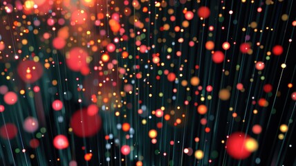 Poster - Abstract visualization of glowing dots and lines on a dark background. Digital artwork of glowing vibrant colorful dots and lines connecting together. Abstract image of Digital art for design. AIG53.