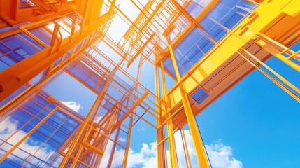 Poster - Digital interface overlay showing structural stress simulations on building components