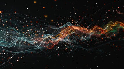 Poster - Wonderful picture of colorful light sparkling particles scattered across space background, create abstract bokeh effect perfect for designs that aim to evoke a sense of energetic and fantasy. AIG53.