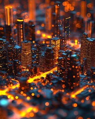 Poster - Glowing Miniature Digital Twin City at Night