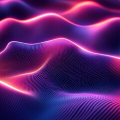 Poster - Glowing Neon Abstract Curves: Magenta Pink Blue Wave Pattern