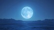 © kaling - Large blue moon over rocky landscape