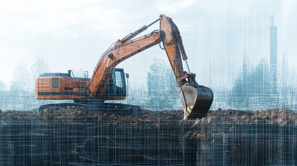 Poster - Excavator working in the background with structural soil profile and load data overlaid