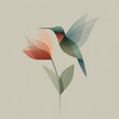 © Javier - Translucent Hummingbird & Flower. Elegant Abstract Nature Art
